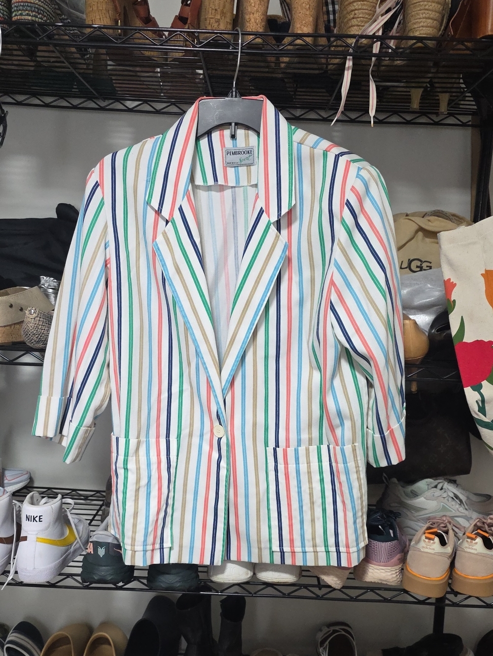 Pembrook White Multi-Stripe Cotton Blazer